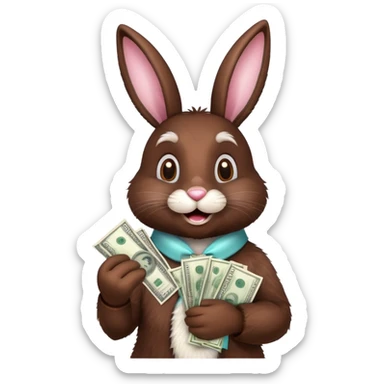 Chocolate lab,money, happy Easter bunny sticker