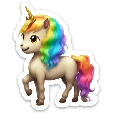 Rainbow unicorn with a cat riding it  sticker