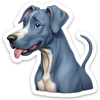 Cinematic Cute Yawning Blue Great Dane Portrait Emoji, Head tilted slightly with a dramatic, wide-open yawn, showcasing a smooth blue Fur with a cool luster, floppy ears slightly drooping, round steel-blue eyes barely open in drowsy contentment, Simplified yet irresistibly adorable features, highly detailed, glowing with a soft, cozy glow, high shine, relaxed yet expressive, stylized with a touch of whimsy, bright and endearing, soft glowing outline, capturing the essence of a sleepy yet affectionate guardian, so drowsy it feels like it could stretch out of the screen and curl up for a nap! sticker