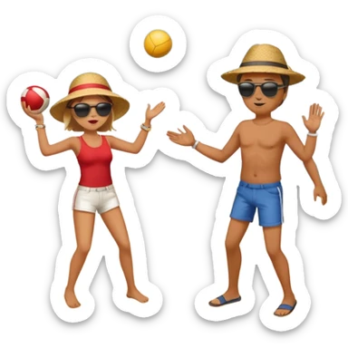 Throwing a ball at the beach to another person. Only one ball. sticker