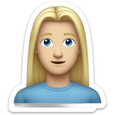 blue-eyed male teen-ager with long straight blond hair sticker