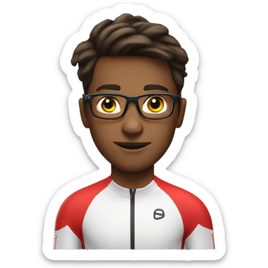 28 year old cyclist with glasses wearing red sticker