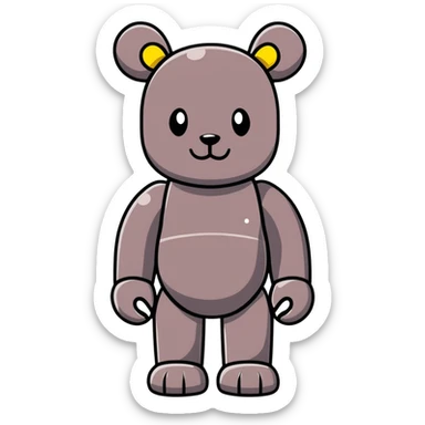 Bearbrick figure with KAWS style but with a cute happy smile, colorful bear-shaped collectible toy with articulated limbs sticker
