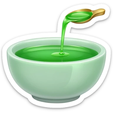 white bowl of green liquid, minimal, simple, clear sticker