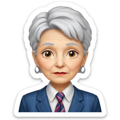Very old women with Necktie.more smudges on face, different hair style. sticker