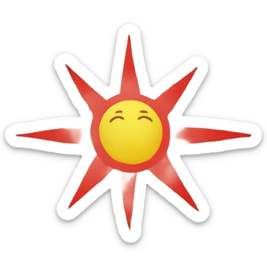 Create a flag as following: 3 lines, red on top, white in the middle, green in the bottom and a sun with a 21 sunbeam in the middle of the white line sticker