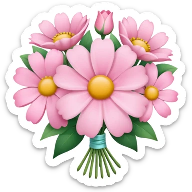 Pink bouquet with simple flower sticker