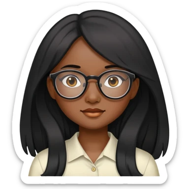 young Vietnamese girl head with long black hair and glasses sticker