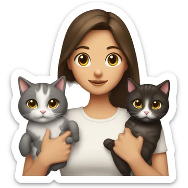 Two brunettes and three cats in their hands sticker