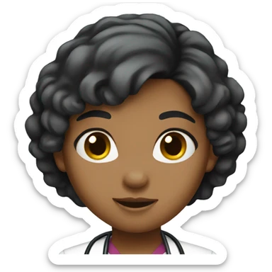 Cute female doctor black hair sticker
