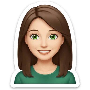 pretty middle age woman with green eyes and long straight ash-brown hair  sticker