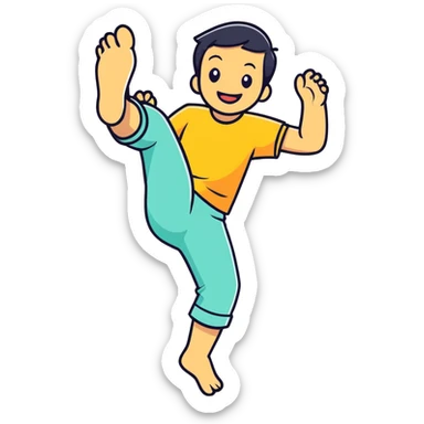 Smiling with feet kicking sticker
