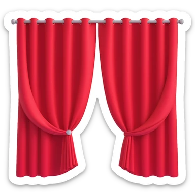 simple noren curtain, 3D icon style, red color, dimensional, transparent background sticker
