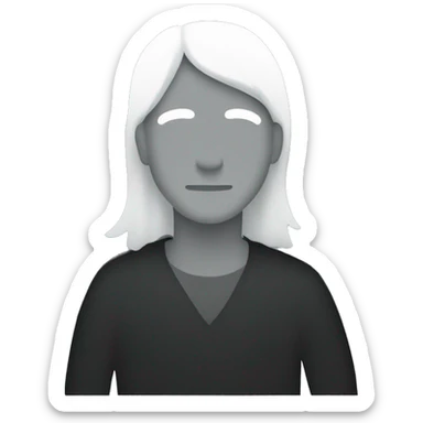 silhouette of a man sitting with long hair looking at us sticker