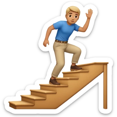 apple style emoji of a man climbing up the stairs sticker