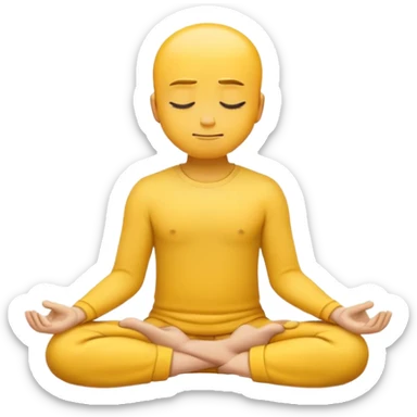 classic yellow emoji meditating, eyes closed, hands resting on knees sticker