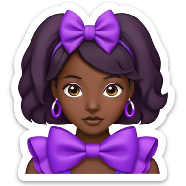 Black woman wearing a purple bow sticker
