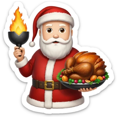 Santa holding a bomb and a turkey sticker