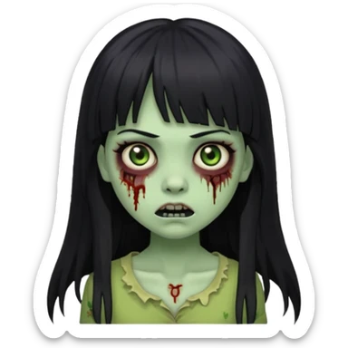 faça o emoji de uma menina zumbi igual a esse 🧟‍♀️de cabelos longos pretos com franja sticker