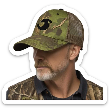 mossy Oak camo ￼ trucker hat ￼ sticker