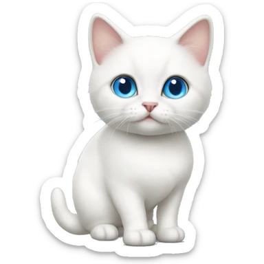 White munchkin cat with blue eyes standing  sticker