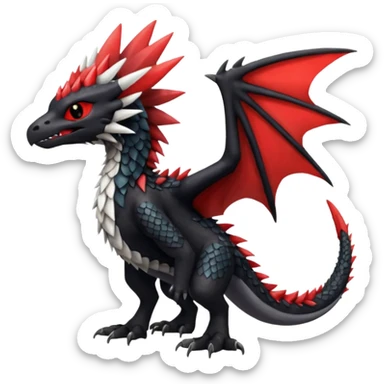 Shiny Red And Black Colorful Toothless-Trico-Silvally-Fakémon-hybrid-creature (full body)  sticker