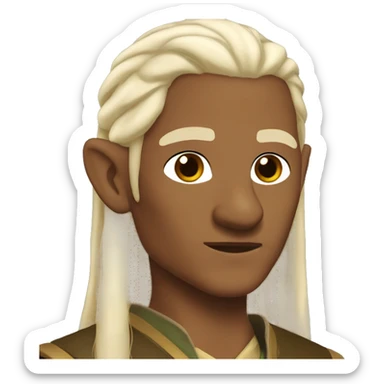 indian legolas with dark brown skin lord of the rings style make him bald sticker