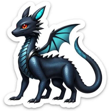 Sophisticated Modern Gothic Gloomy Futuristic Scaly Cyber-Salandit-Umbreon-Litten-Hybrid (Full body) sticker