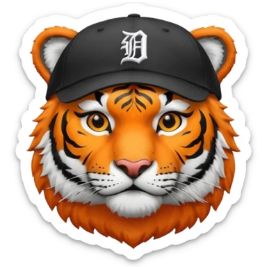 Tiger with Detroit baseball cap sticker