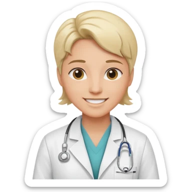 androgynous medium tone skin physician, NO stethoscope around neck sticker