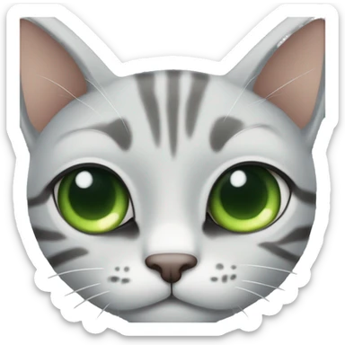 Gato gris atigrado ojos verdes sticker