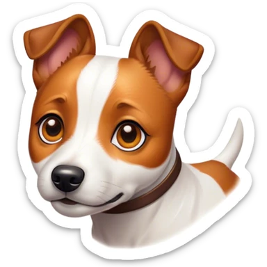 Cinematic Noble Jack Russell Terrier Portrait Emoji, Poised and spirited, with a compact, agile build in rich, warm tones, bright, alert eyes, perky ears, and a determined, lively expression, Simplified yet sharp and sophisticated features, highly detailed, glowing with a warm, natural luminescence, high shine, intelligent and resilient, stylized with an air of energetic authority, focused and alert, soft glowing outline, capturing the essence of a watchful and confident Jack Russell Terrier that appears ready to bound out of the screen with effortless energy! sticker