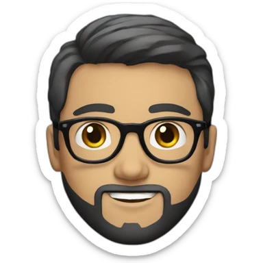 a 20 year old white man with round glasses and black beard and black straight hair sticker