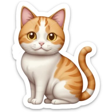 full body calico tabby + white cat with tiny head and fat body sticker