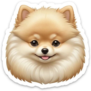 Meme-Worthy Cute Sleeping Cream Pomeranian Portrait Emoji, Head resting peacefully with a contented smile, showcasing a delightfully compact build and a luxuriously soft, fluffy cream Fur, eyes shut in a serene nap, Simplified yet hilariously adorable features, highly detailed, glowing with a soft, drowsy light, high shine, relaxed and utterly lovable, stylized with an air of playful laziness, bright and heartwarming, soft glowing outline, capturing the essence of a comically sleepy companion, so meme-worthy it feels like it could instantly become the next viral sensation of adorable slumber! sticker