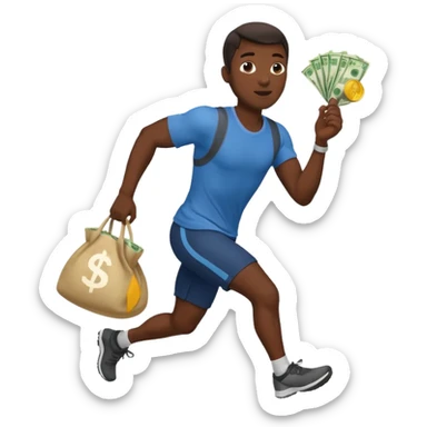 Black Man running with moneybag 💰 sticker