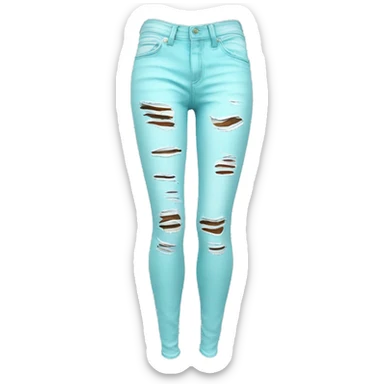 Realistic isolated pair of pastel tiffany blue ripped jean jeggings. sticker