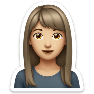 Girl with brown eyes brown hair with fair skin side bangs sticker