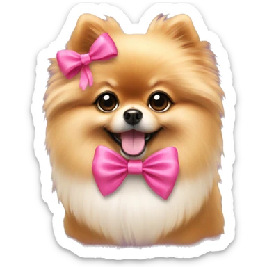 pomeranian dog with pink bow sticker