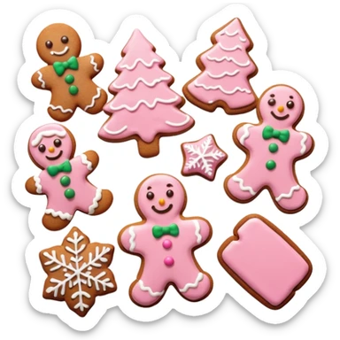 christmas gingerbreads pastel pink sticker