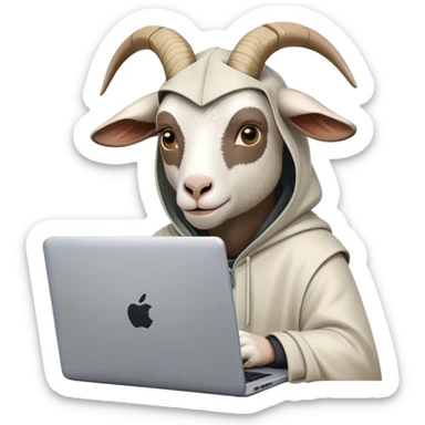 a goat with man hooded behind the laptop sticker