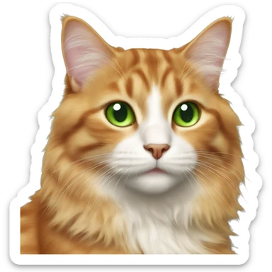 Orangish fluffy tabby female cat with green eyes sticker