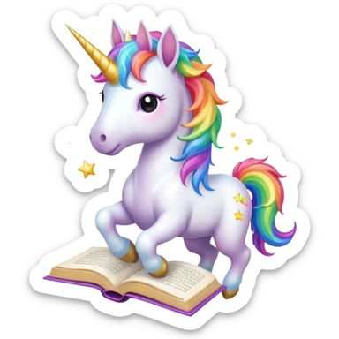 Unicorns read book
A full body of little majestic unicorn with rainbow mane holding an open book with magic sparks.












 sticker