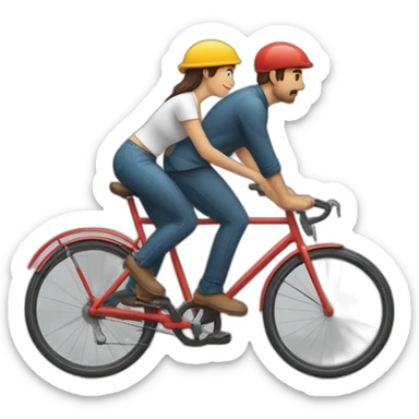 hombre y mujer montando en una bicicleta cada uno separados sticker