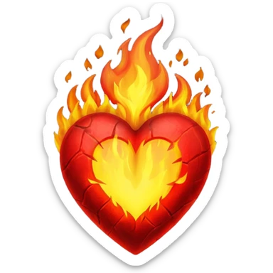 Black heart fire sticker