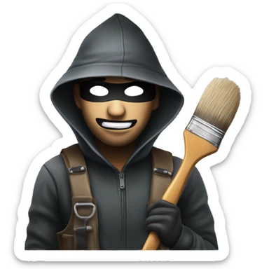 robber man emoji with paintbrush and paint sticker