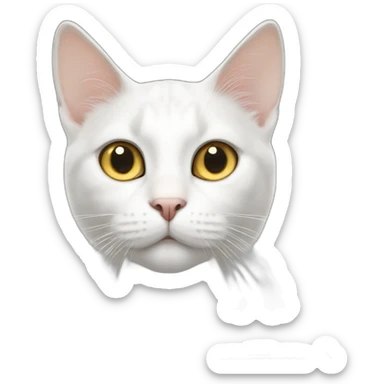 white cat with grey spots and spot on nose with gold eyes sticker
