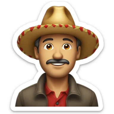 Hombre con facciones andinas y anteojos cuadrado y sombrero navidad sticker