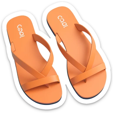 Sandal sole with a single strap, minimal detail, 3D iPhone emoji style, matching the angle of the reference image, viewed from the bottom. sticker
