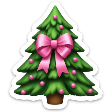 Christmas tree with pink bow on top sticker